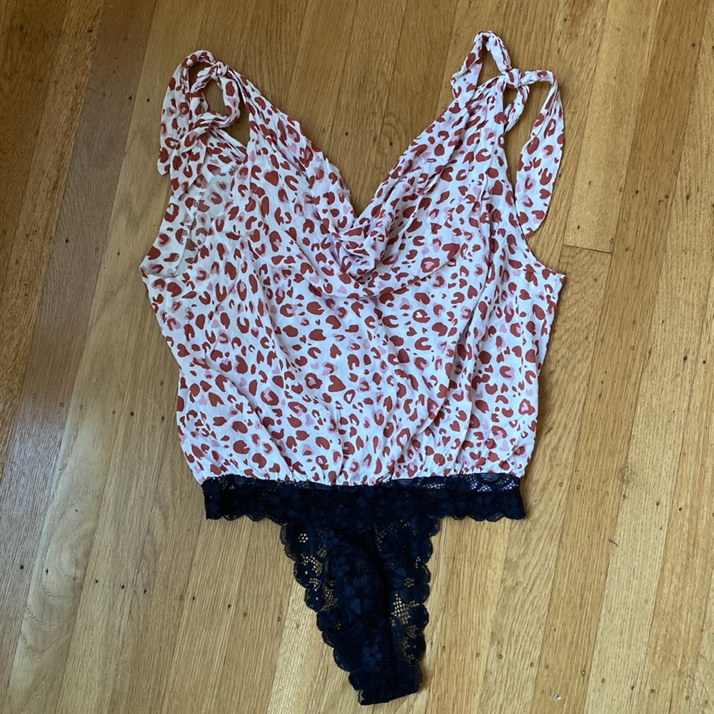 Free People Bare It All Leopard Print Bodysuit, S View 4